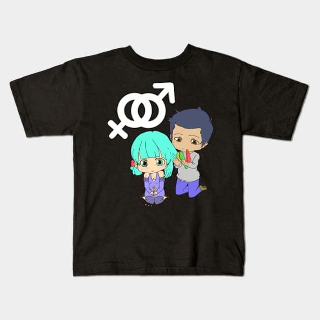 cute anime couple boy and girl manga Kids T-Shirt by FromBerlinGift